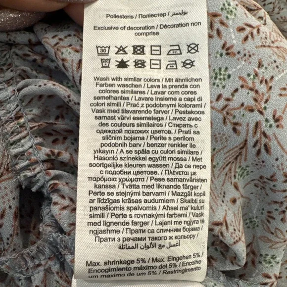 JDY ENGLISH LONG SLEEVE Peasant SMOCKED MINI FLORAL dress 34EU Medium JDYCARMEN - Picture 9 of 10